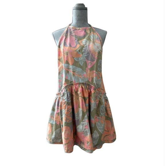 Free People Deserted Island Open Back Mini Dress Size M Rope Strap Boho Beach - Picture 4 of 8